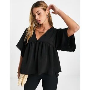 ASOS Black Smock V-Neck